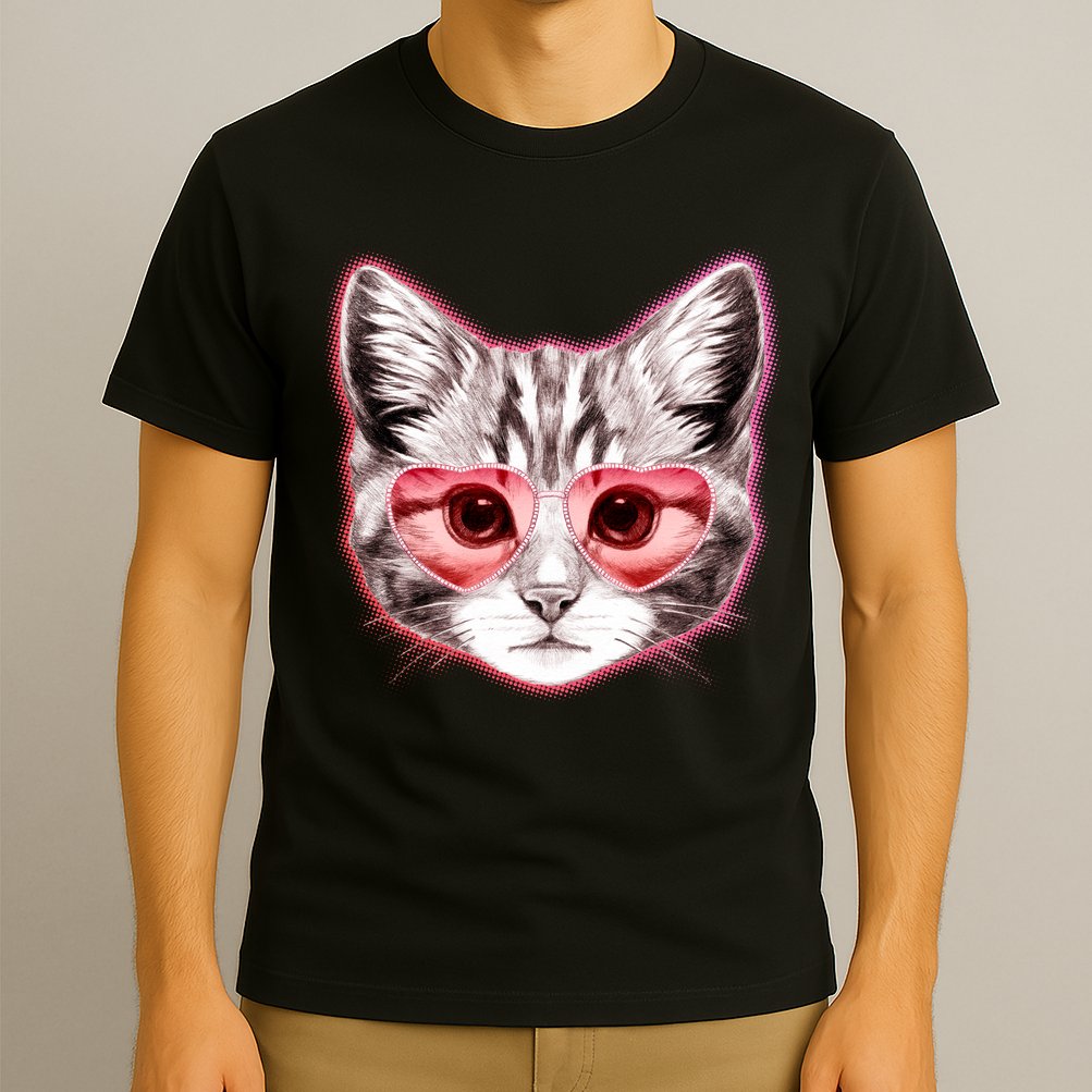 Valentine Cat Love Shades T-Shirt
