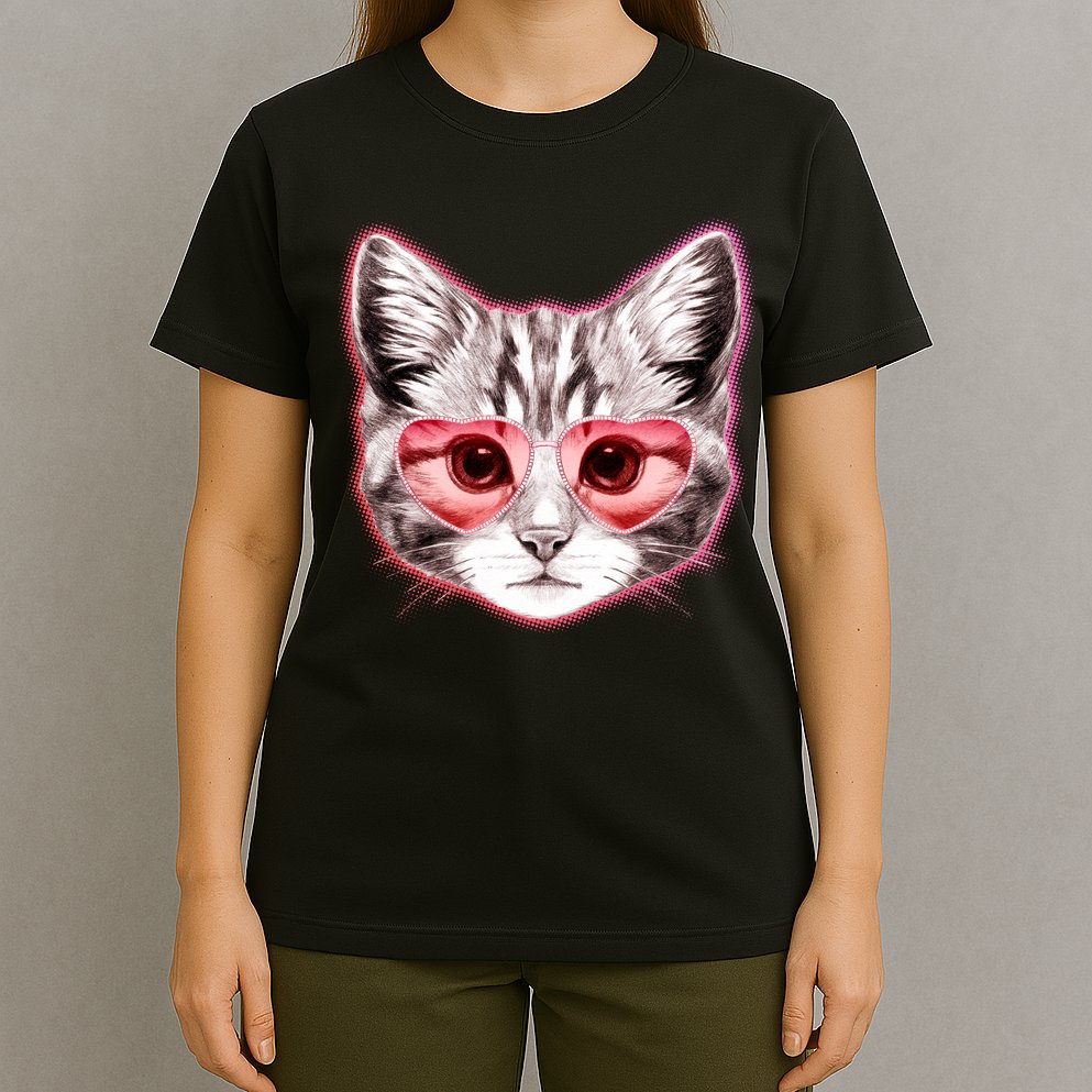 Valentine Cat Love Shades T-Shirt