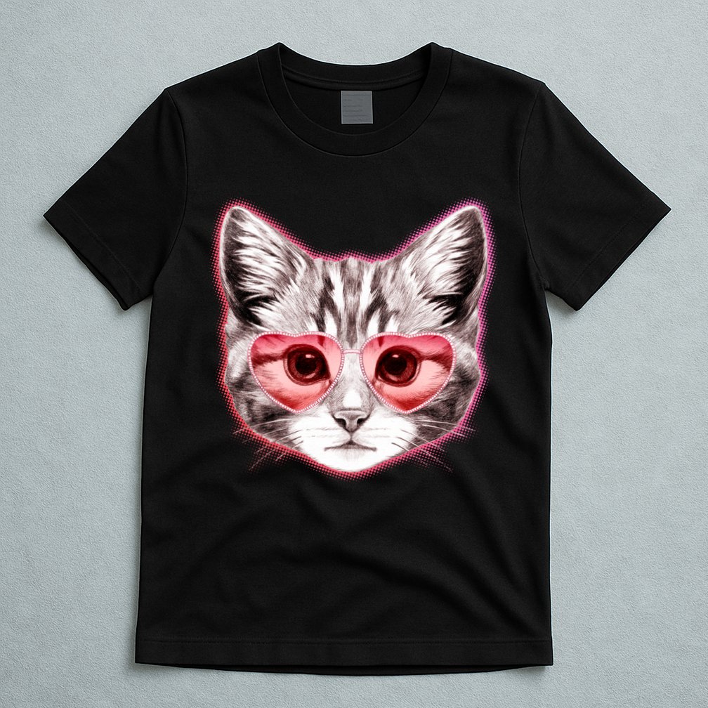 Valentine Cat Love Shades T-Shirt