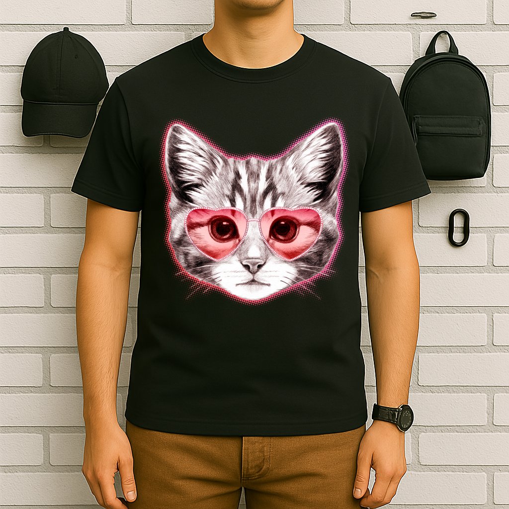 Valentine Cat Love Shades T-Shirt
