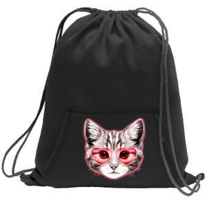 Valentine Cat Love Shades Sweatshirt Cinch Pack Bag