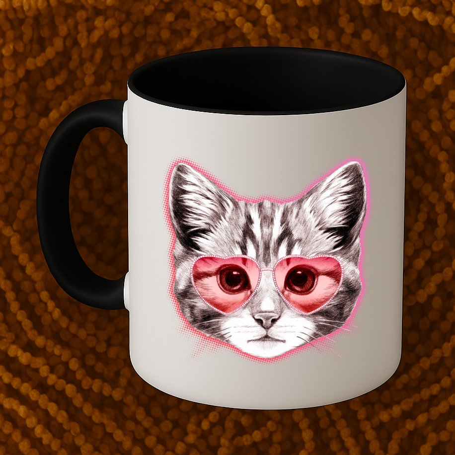 Valentine Cat Love Shades Mug