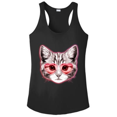 Valentine Cat Love Shades Ladies PosiCharge Competitor Racerback Tank