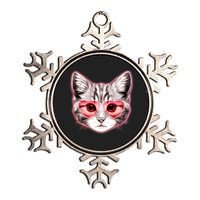 Valentine Cat Love Shades Metallic Star Ornament