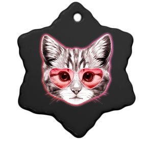 Valentine Cat Love Shades Ceramic Star Ornament