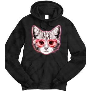 Valentine Cat Love Shades Tie Dye Hoodie