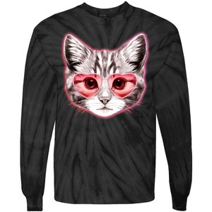 Valentine Cat Love Shades Tie-Dye Long Sleeve Shirt