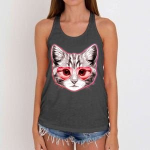 Valentine Cat Love Shades Women's Knotted Racerback Tank