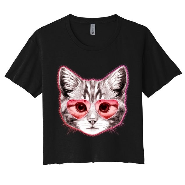 Valentine Cat Love Shades Crop Top