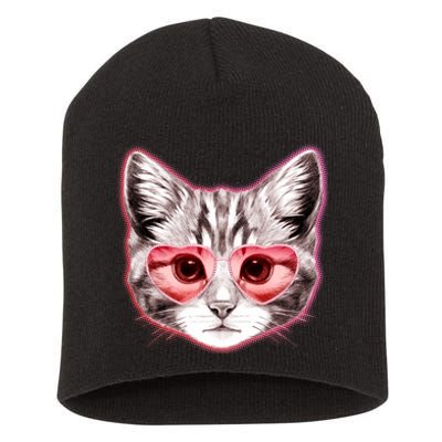 Valentine Cat Love Shades Short Acrylic Beanie