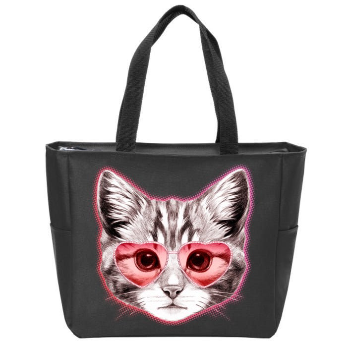 Valentine Cat Love Shades Zip Tote Bag