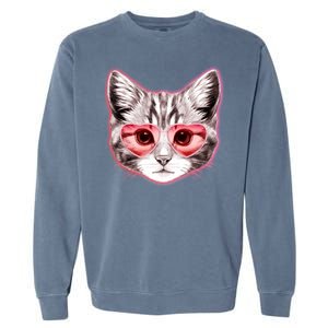 Valentine Cat Love Shades Garment-Dyed Sweatshirt