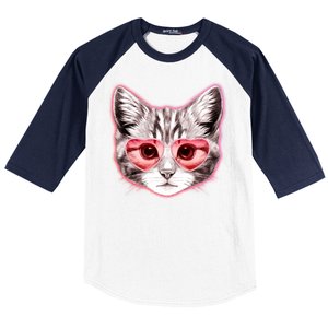 Valentine Cat Love Shades Baseball Sleeve Shirt