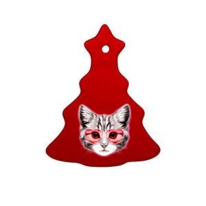 Valentine Cat Love Shades Ceramic Tree Ornament