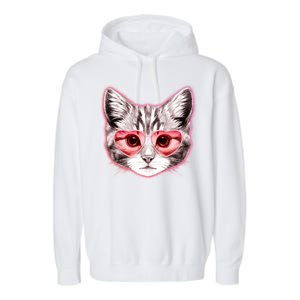 Valentine Cat Love Shades Garment-Dyed Fleece Hoodie