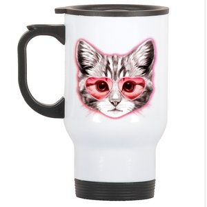 Valentine Cat Love Shades Stainless Steel Travel Mug