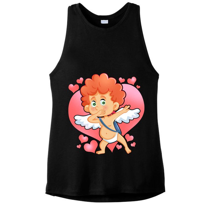 Valentine Dabbing Cupid Ladies PosiCharge Tri-Blend Wicking Tank