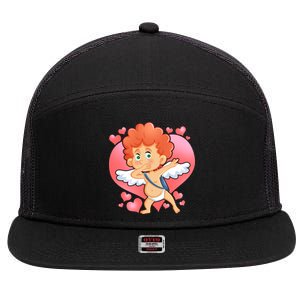 Valentine Dabbing Cupid 7 Panel Mesh Trucker Snapback Hat