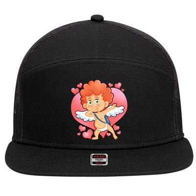 Valentine Dabbing Cupid 7 Panel Mesh Trucker Snapback Hat