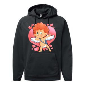 Valentine Dabbing Cupid Performance Fleece Hoodie