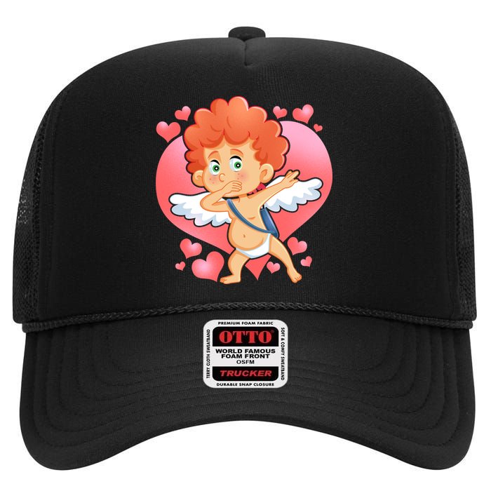 Valentine Dabbing Cupid High Crown Mesh Back Trucker Hat