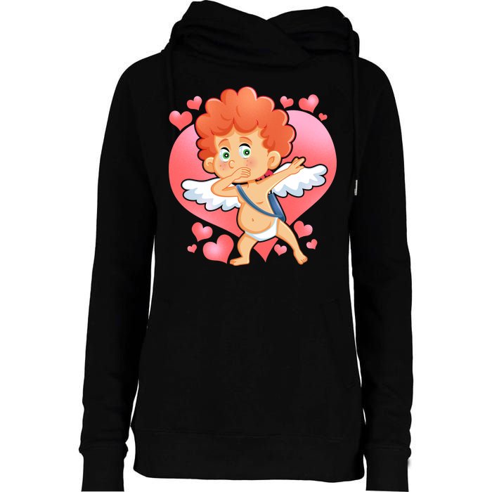 Valentine Dabbing Cupid Womens Funnel Neck Pullover Hood