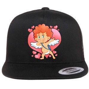 Valentine Dabbing Cupid Flat Bill Trucker Hat