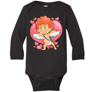 Valentine Dabbing Cupid Baby Long Sleeve Bodysuit