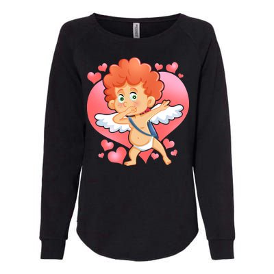 Valentine Dabbing Cupid Womens California Wash Sweatshirt