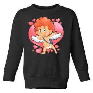 Valentine Dabbing Cupid Toddler Sweatshirt