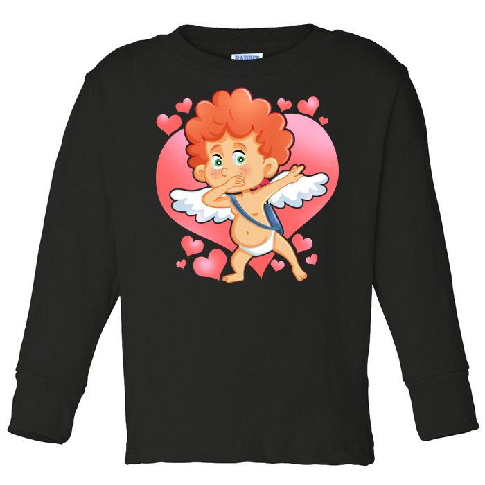 Valentine Dabbing Cupid Toddler Long Sleeve Shirt