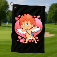 Valentine Dabbing Cupid Golf Towel