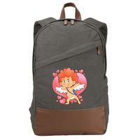 Valentine Dabbing Cupid Cotton Canvas Backpack