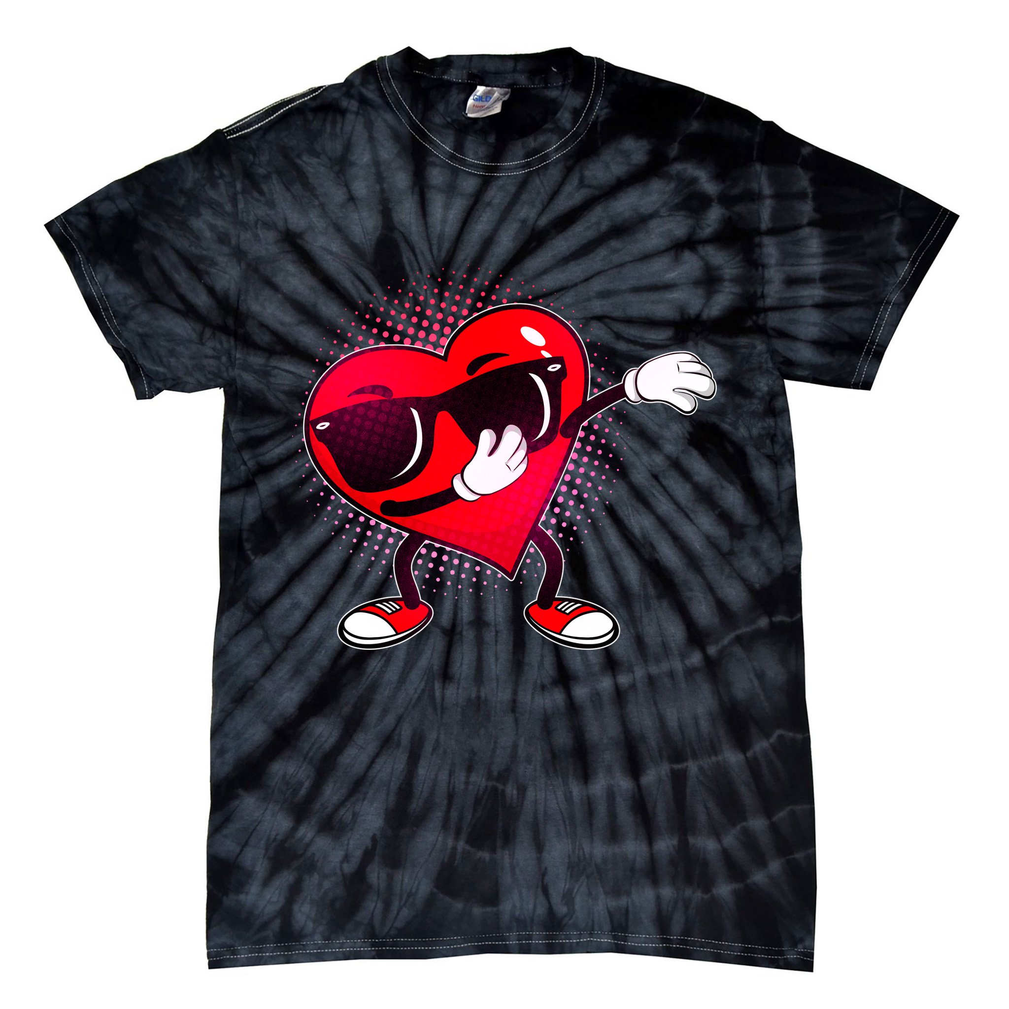 Valentine Dabbing Heart Tie-Dye T-Shirt