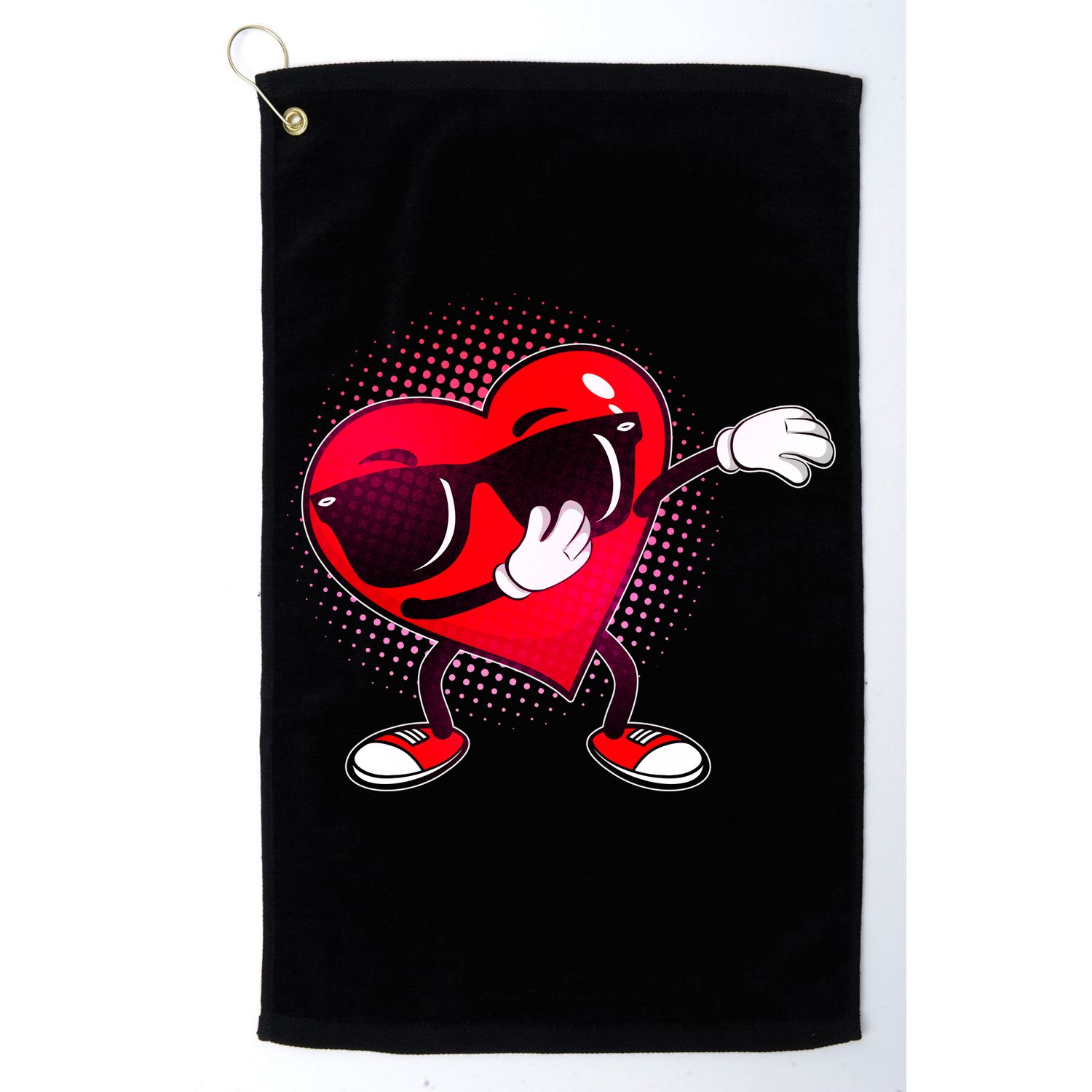 Valentine Dabbing Heart Golf Towel