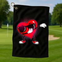 Valentine Dabbing Heart Golf Towel