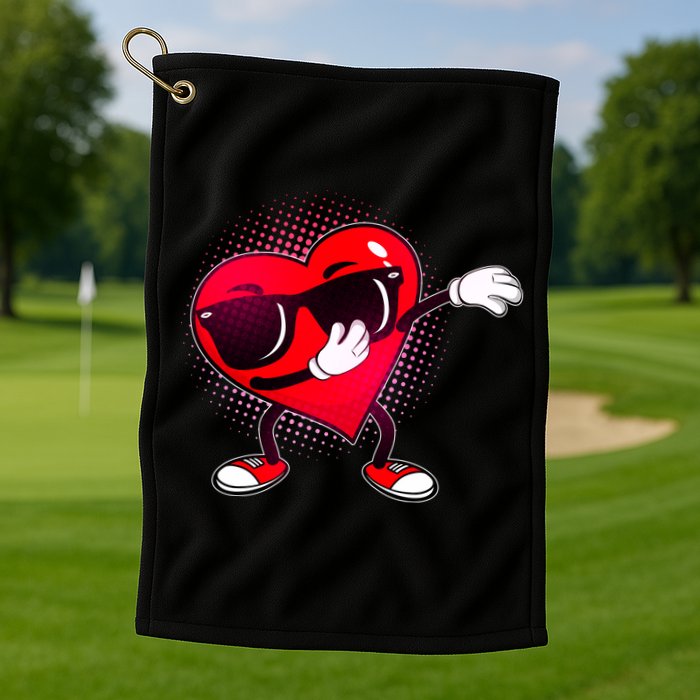 Valentine Dabbing Heart Golf Towel