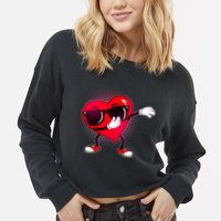 Valentine Dabbing Heart Cropped Pullover Crew