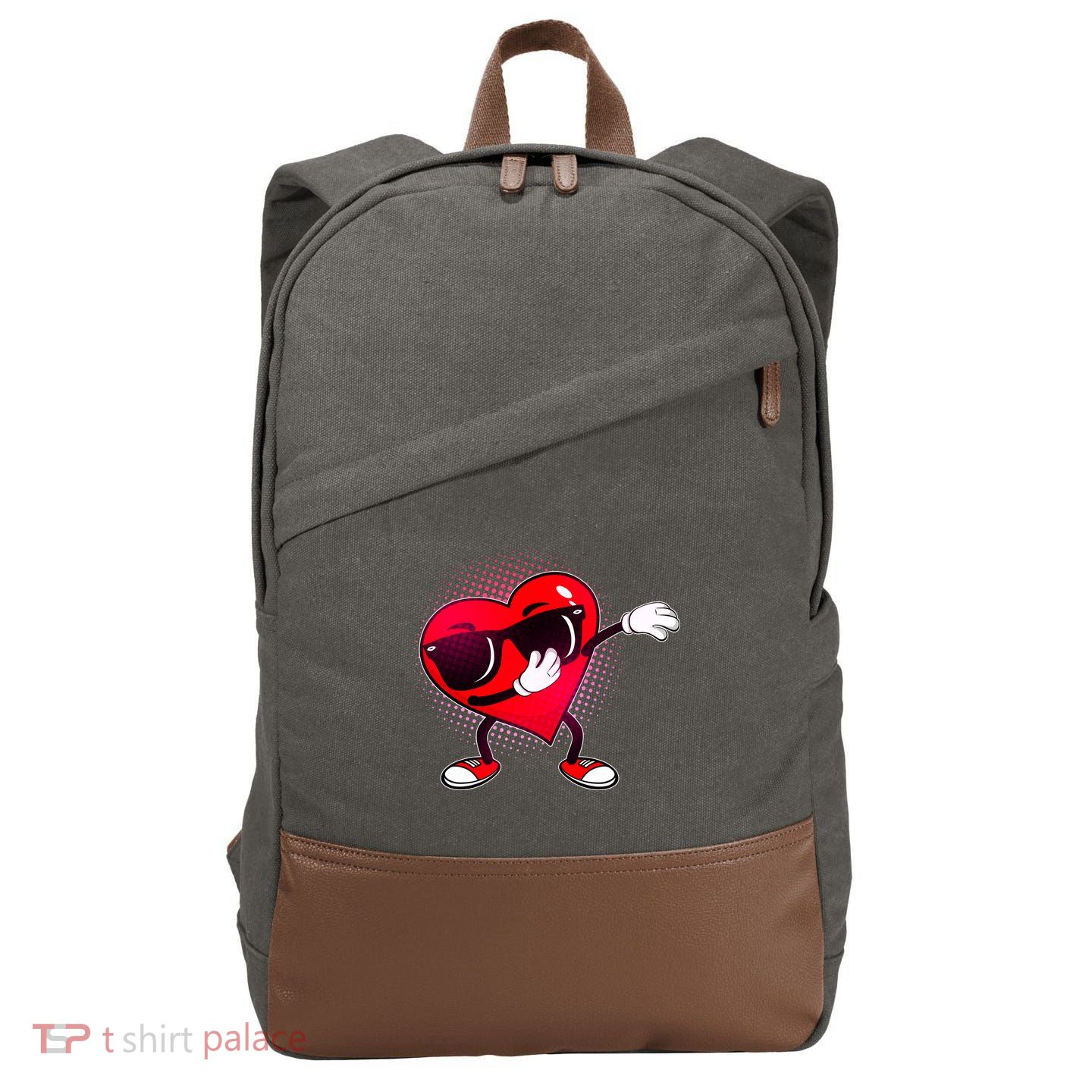 Valentine Dabbing Heart Cotton Canvas Backpack