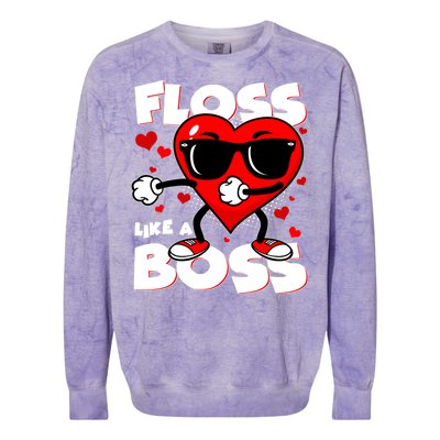 Valentine Floss Like A Boss Heart Colorblast Crewneck Sweatshirt