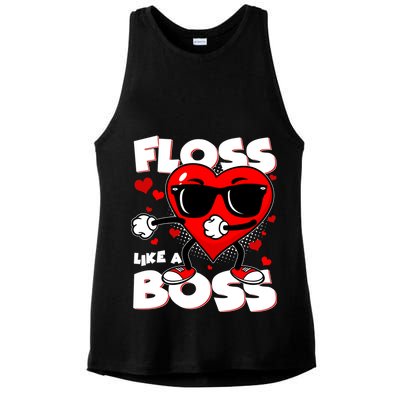 Valentine Floss Like A Boss Heart Ladies PosiCharge Tri-Blend Wicking Tank