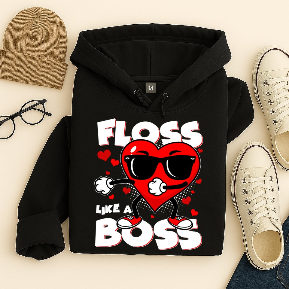 Valentine Floss Like A Boss Heart Hoodie