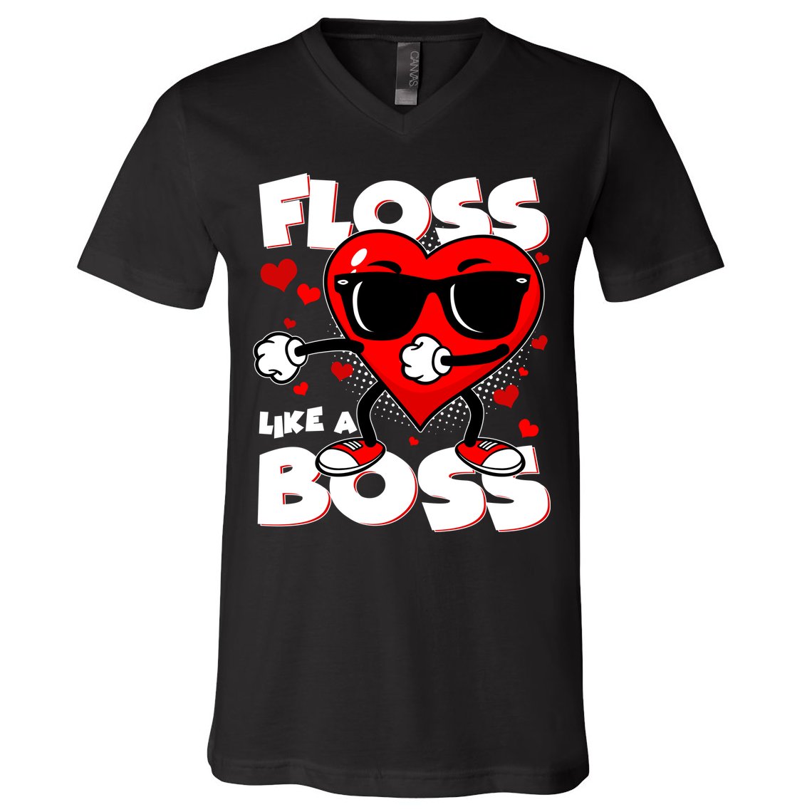 Valentine Floss Like A Boss Heart V-Neck T-Shirt
