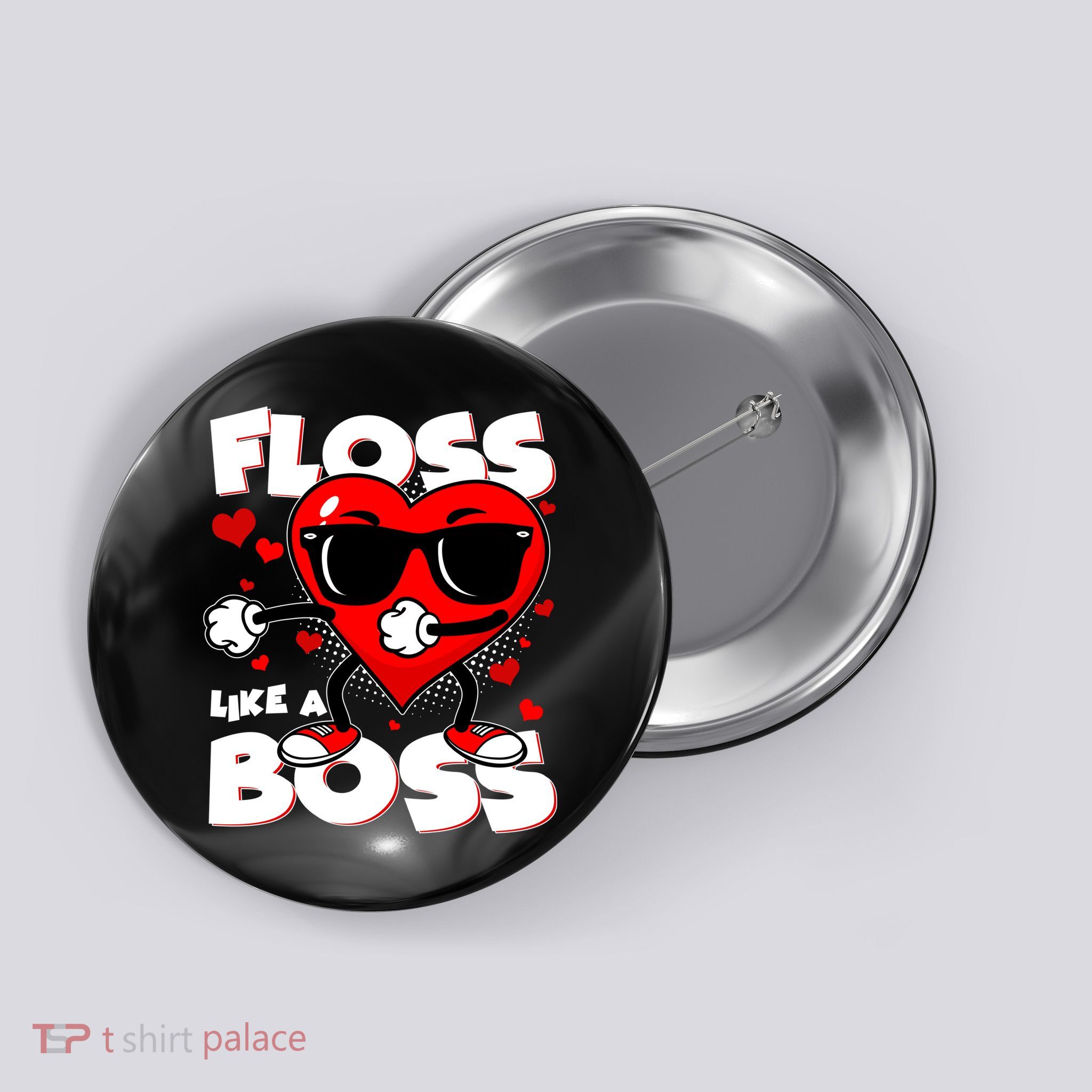 Valentine Floss Like A Boss Heart Button