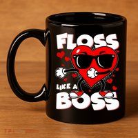 Valentine Floss Like A Boss Heart 11oz C Handle Ceramic Mug
