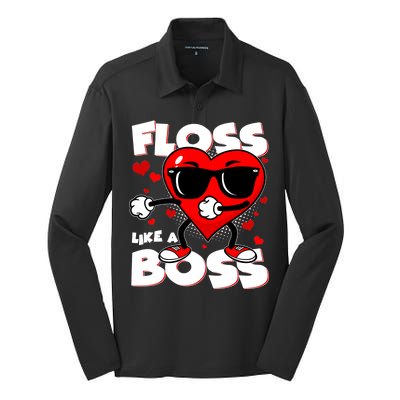 Valentine Floss Like A Boss Heart Silk Touch Performance Long Sleeve Polo