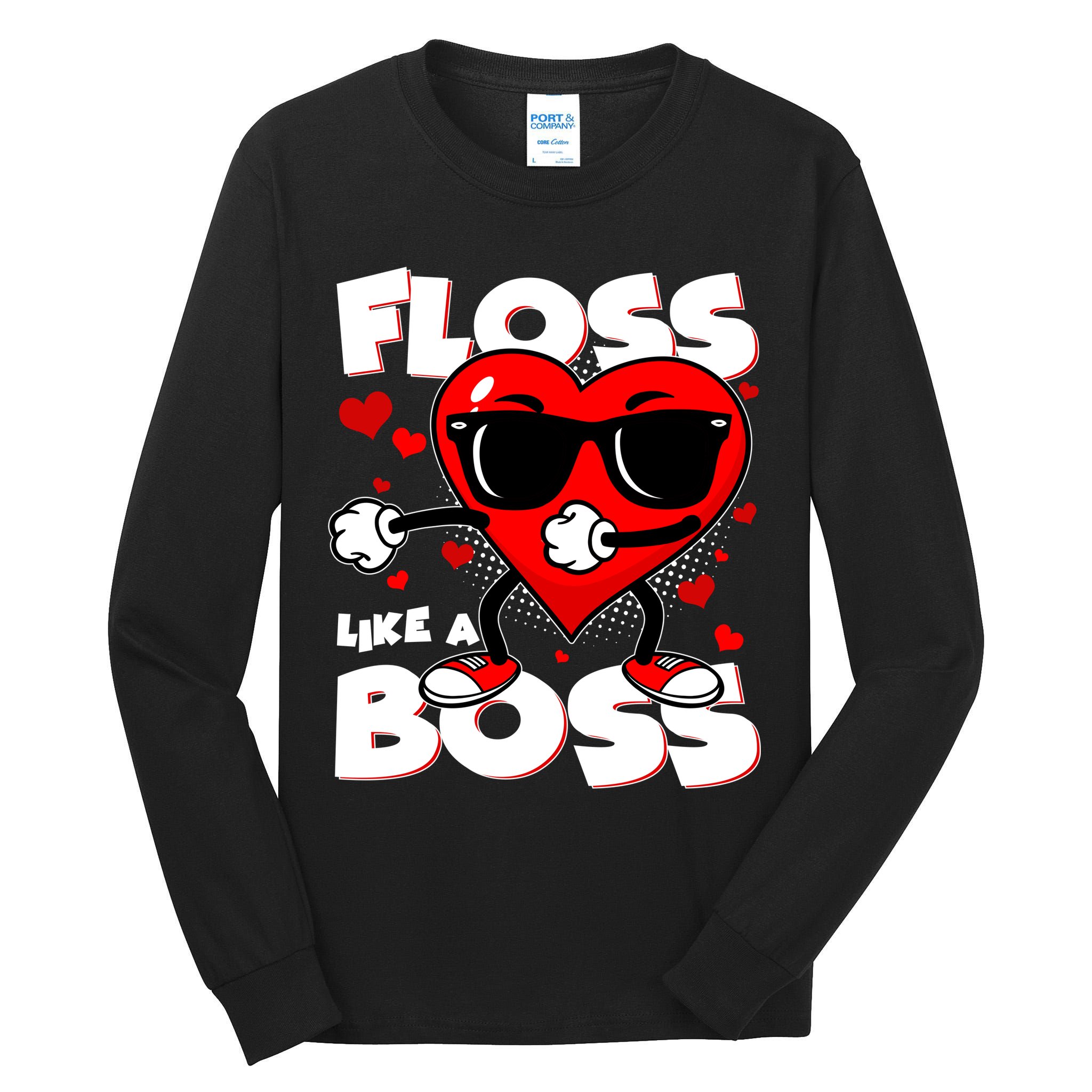 Valentine Floss Like A Boss Heart Tall Long Sleeve T-Shirt