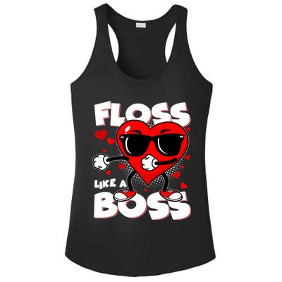 Valentine Floss Like A Boss Heart Ladies PosiCharge Competitor Racerback Tank
