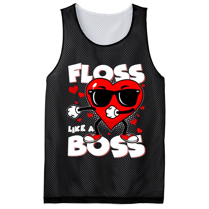 Valentine Floss Like A Boss Heart Mesh Reversible Basketball Jersey Tank