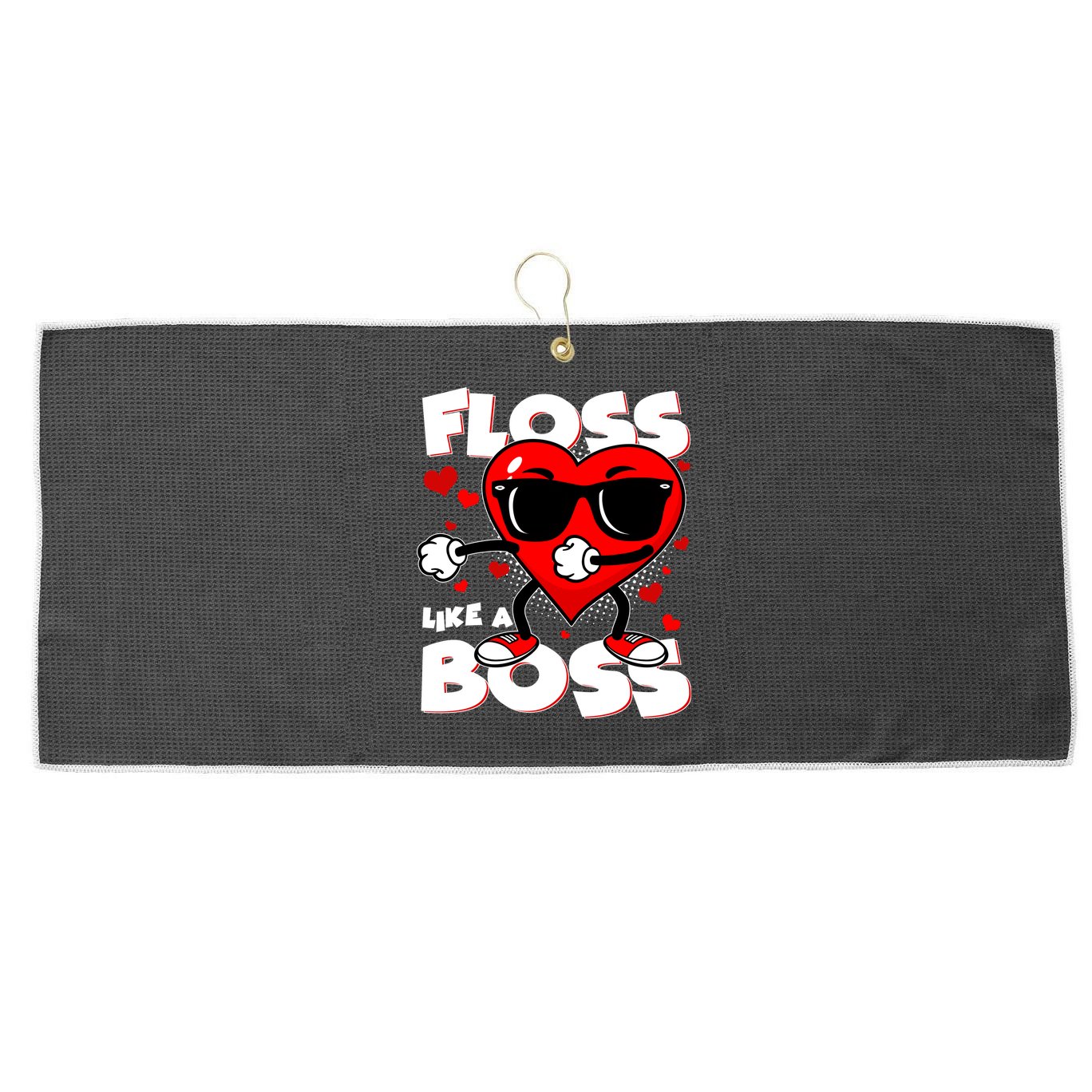 Valentine Floss Like A Boss Heart Large Microfiber Waffle Golf Towel